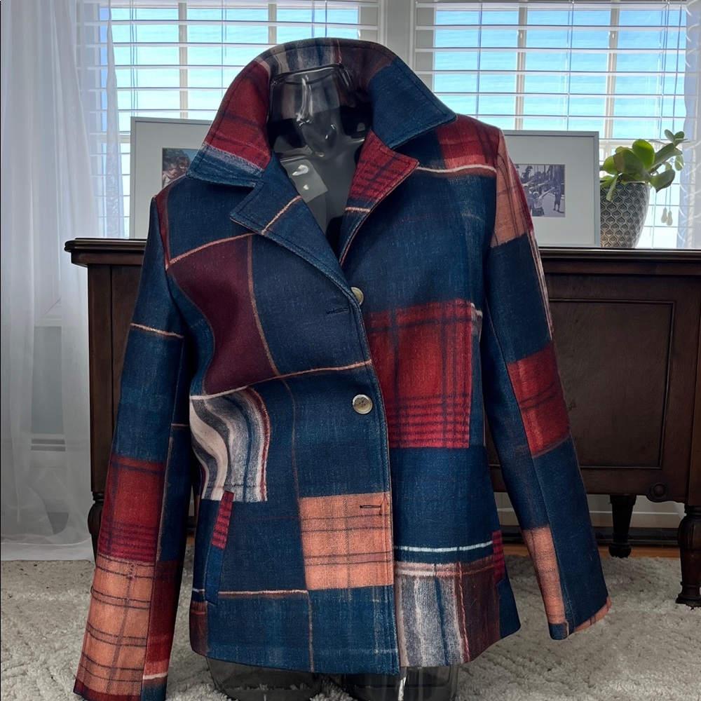 Vintage vibes  Plaid Women's Jacket - Blue and Red